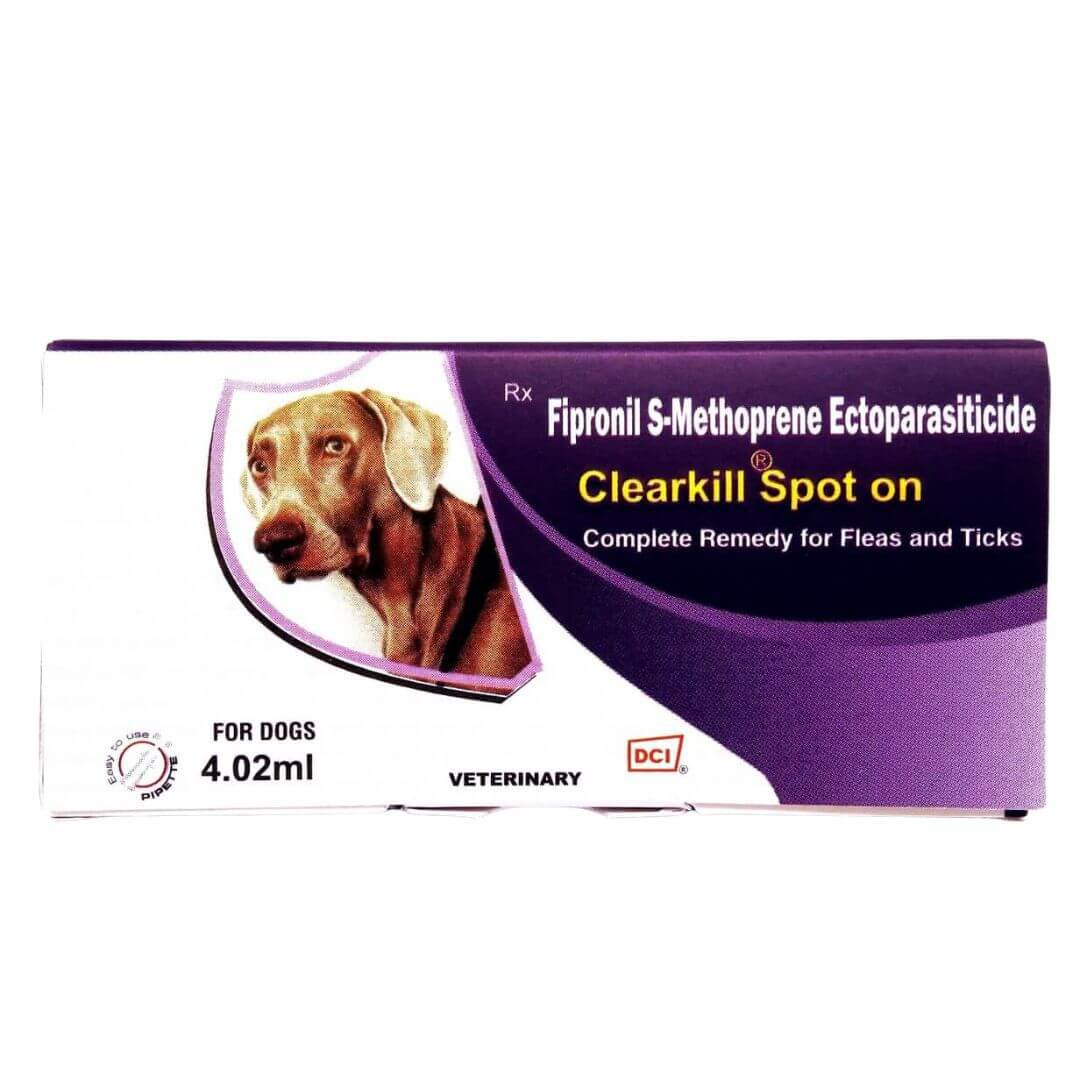 Clearkill Spot On- 4.02ml, Anti tick & flea for Dogs, weighing between 40 kg to 60 kg