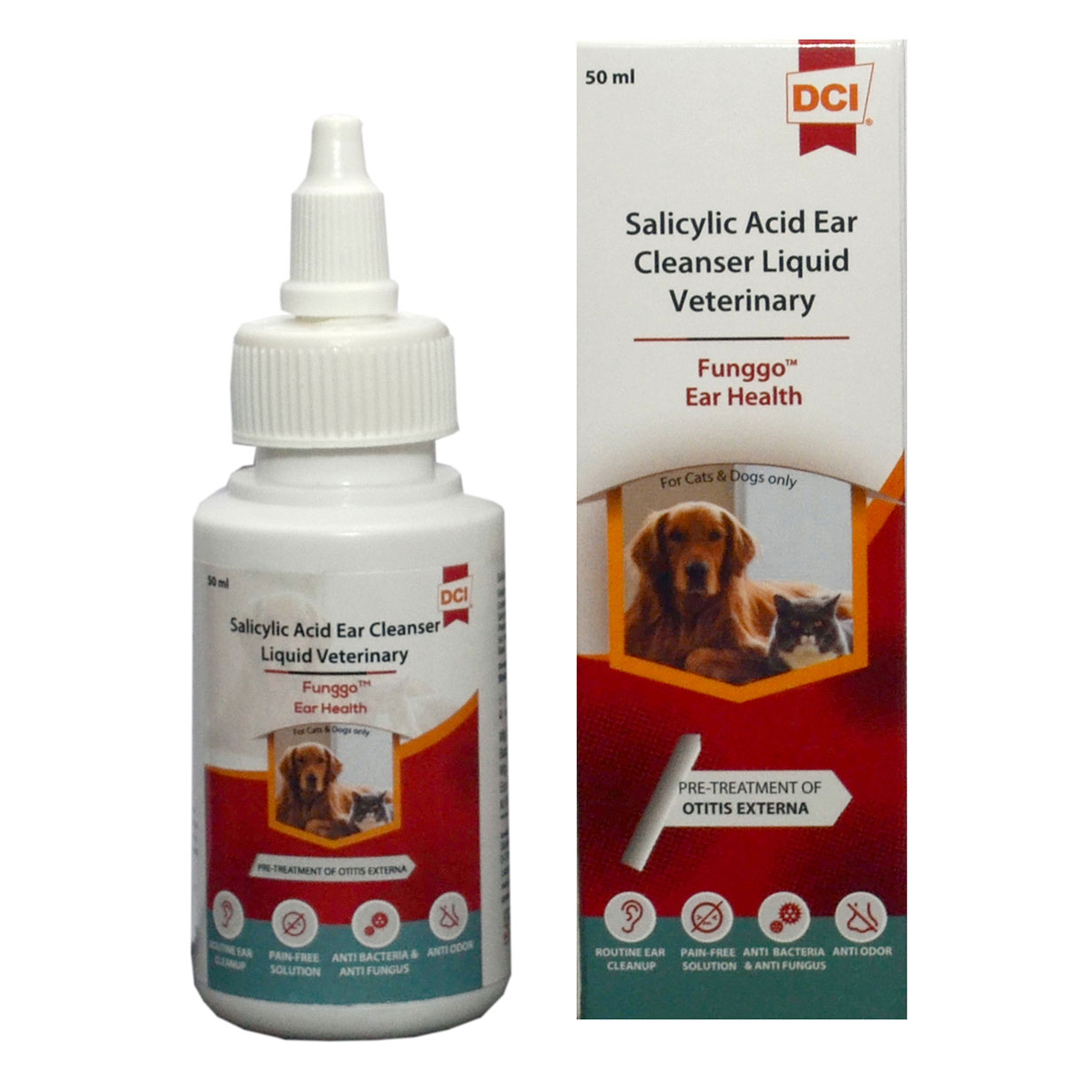 Funggo -Ear Health, Ear Cleaner for dogs (Salicylic Acid, Phenoxy Ethanol  Ear Cleanser) 50ml