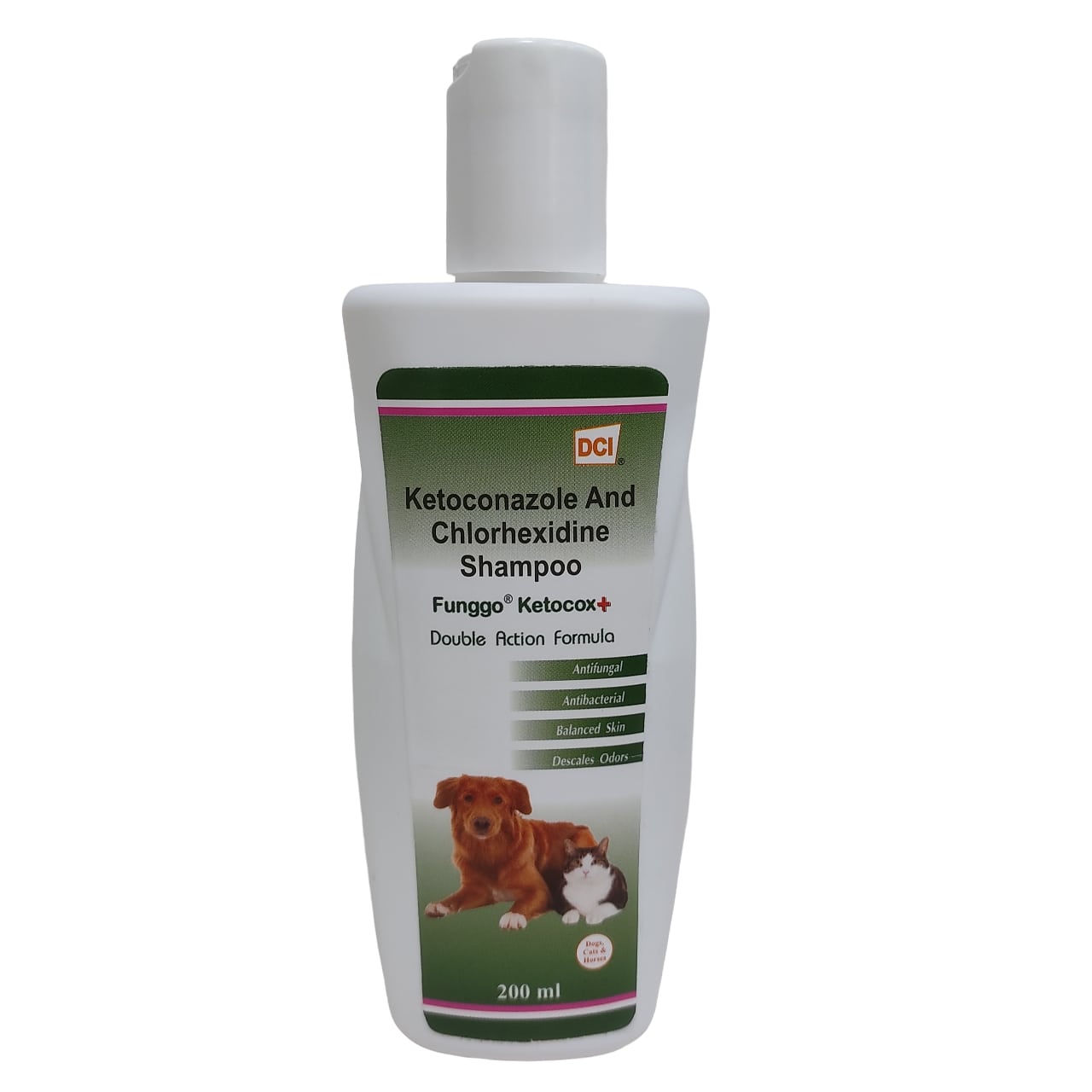 Antifungal and Antibacterial Shampoo for Dogs, Cats and Horses, Funggo Ketocox Plus, 200 ml